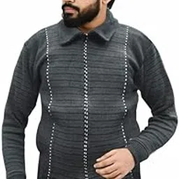 MANRA Men Zipper Thick Fabric Woolen Full Sleeve Collar Zipper Jacket/Sweater-picture-43