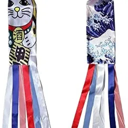 2pcs Japanese Style Carp 70cm Satin Windsocks Set Restaurant Decoration 70cm-image-32