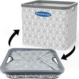 Primeway® PP Fabric 44L Rectangular Large Foldable Laundry Organizer for Clothes,household items | Space Savers Storage | Laundry Hamper Collapsible Basket | Multi-Utility | Easy to carry | 38x32x36cm-picture-43