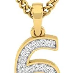 diamtrendz Gold Plated Pure 925 Sterling Silver Number 6 Pendant Without Chain | Zirconia Studded Diamond Like Shine | Rose Gold and Rhodium Plating Options Available | Model PS00638-picture-21