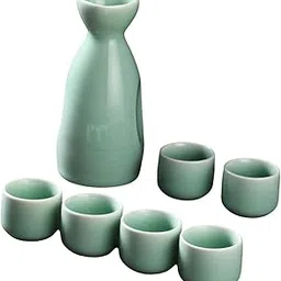 THE STYLE SUTRA Ceramic Sake Set Gifts Ornament Sake Drink for Tea Party Cupboard Restaurant Green-picture-12