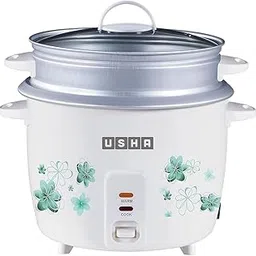USHA RC18GS2 Steamer 700 Watt Automatic Rice Cooker 1.8 Litres with Powerful Heating Element, Keep Rice Warm for 5 Hrs, 2 Cooking Pans, Steamer, Trivet Plate & more accessories, 5 Yrs Warranty (White)-picture-51