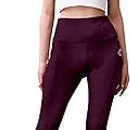pinaak fashion POOJARAN SAREE Women's Stretchable High-Waisted Yoga Pants, Fitness Leggings, Track Pants, Athletic with Side Pockets, Compression Fit, Gym Pant Workout Running Wine-picture-63