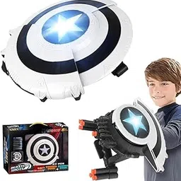 Aven gers Cap Tain AME rica Toys for Civil War Like Blaster Reveal Shield Shooting Blaster Dart Gun with 6 Soft Foam Darts 2 in1 Shield Bullet Blaster Avengers Action Figure Toys for Boys Girls Kids-picture-19