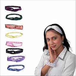 Elegant Satin Headbands Set Multicolor Knotted Style with Elastic Band, Fashion Hair Accessories for Women, Pack of 6-picture-46