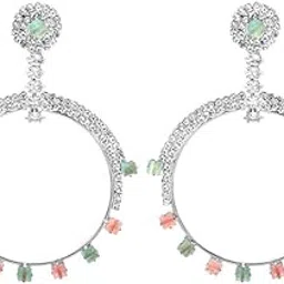 shining jewel - by shivansh Shining Jewel Crystal and AD Rose Gold-Plated Fancy Western Style Cocktail Pearl Drop earrings for women (SJE_230_RG_D5)-picture-46