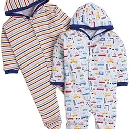 Hooded Rompers/Sleepsuits/Jumpsuit/Night Suits for Baby Boys & Girls, Infants, New Borns Pack of 2 Pec-picture-43