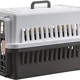 Picckola International® Imported Plastic Portable Pet Travel Carrier Dog Cat Rabbit Hinged Door Folding Collapsible Transport Box Crate Cage Size 19.5 x 13 x 12.5 Inch for Puppy Cats (Grey)-picture-45
