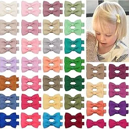 Baby Hair Bow Clips for Toddlers, 2 Inch Grosgrain Ribbon Bows, Multicolor Alligator Clip Barrettes, 10 Pack 5 Pairs-image-71