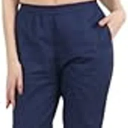 apella Navy Blue Cotton Straight Fit Pant Palazzo-picture-14