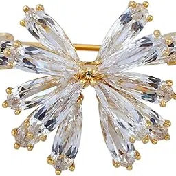 kushal's Fashion Jewellery White Gold Polished Copper Trendy Zircon Saree Brooch, Best for Bridal Wear & Special Occasion - 449569-picture-32