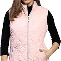 monte carlo Womens Embroidered Pink Mock Neck Sleeveless Jacket-picture-34