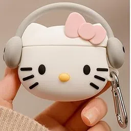 EMOH ROCED Cute AirPods Pro 3 Case Cover (2025) Kit, 3D Cartoon Kawaii Soft Silicone Protective Case for Apple AirPods Pro 3rd Generation Cover with Keychain for Women, Girls, Boys (Kitty White)-picture-10