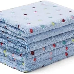 KolorFish Pack of 3 Blankets Super Soft Cute Dot Pattern Pet Blanket Flannel Throw for Dog Puppy Cat | Small (60x40cm) Blue-picture-65