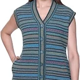 aarbee Sleeveless V-Neck Woollen Cardigan for Women with Pockets-picture-21