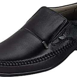 urban caiman Men's Black Original Leather Stylish Formal Shoe Without Lace-picture-59