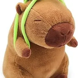 Flufies Cute Capybara Plush Toy with Green Backpack, Soft Stuffed Animal Hugging Pillow, Brown (Capybara Soft Toy with Turtle Bag) (Capybara with Turtle Bag)-image-59