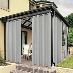 BONZER Waterproof Indoor/Outdoor Curtains for Patio - Privacy Grommet Curtains for Bedroom, Living Room, Porch, Pergola, Cabana, 1 Panel, 54 x 120 inch, Silver-picture-24