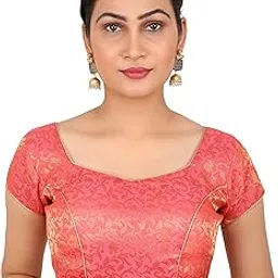 figure up Women's Printed Half Sleeve Round Neck Chanderi Blouse for Casual Wear-picture-54