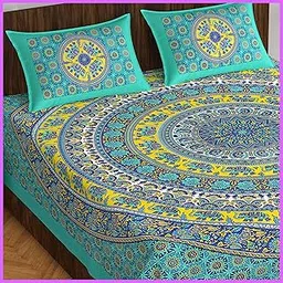 Cotton Bedsheets for Double Bed King Size 100% Cotton Bedsheets Double Bed bedsheet Combo of 1 Bedsheet and 2 Pillow Cover || Multi ||22-image-81