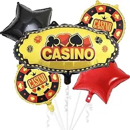 AMFIN (Pack of 5) Casino Theme Foil Balloon Set, Elevate Your Party - Multi-picture-19
