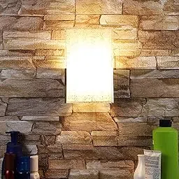 tu casa White Glass Shade with Crome Metal-Iron Base Wall Light | Modern Wall-Mounted Light (Height : 9 Inch/No Blub) for Hall, Bedroom, Living Room, Vanity, Mirror & Home Décor-image-68