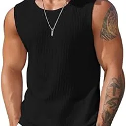 the blazze Men's Knitted Tank Tops Sleeveless Casual T Shirts Summer Beach Tank Shirts Waffle Tee B L2712N-picture-15