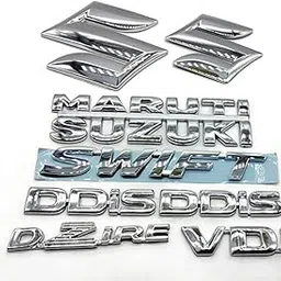 CYRER Swift Dzire CAR Emblem Monogram/logo/Badge/Decals/3D/sticker Colour (Silver,Chorme) Pack of 8-image-39
