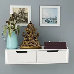 FURNIFOX Floating Shelf with Drawer, 2-Shelf Modern Wall Shelf with Storage, White Floating Shelf for Bedroom, Living Room, Dressing Room & Closet-picture-41