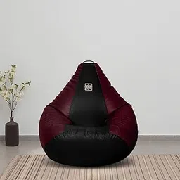 VPLANET® Leatherette Teardrop Bean Bag, with Beans (2XL, Black & Wine)-image-14