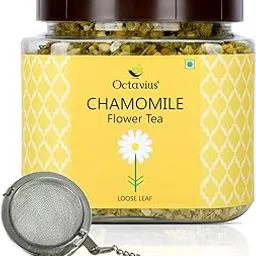 Octavius Chamomile Sleep Flower Tea - 50 Gm || FREE TEA INFUSER (BALL) || 100% Natural Whole Leaf Herbal Tea | Caffeine Free | Good Sleep | Relieves Stress | Calming Tea | Soothing Tea | 50 Gm Jar-picture-48