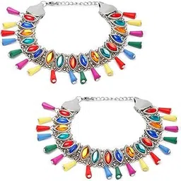 youbella Jewellery German Silver Plated Stylish Handmade Anklets for Girls and Women-picture-33