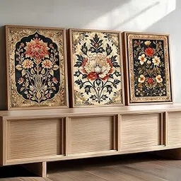 kotart Traditional Wall Art Painting With Frame | Madhubani Paintings Home Decoration For Living Room Bed Room Hotel Wall Decor Digital Reprint Set of 3 (13X17 inch)-image-31