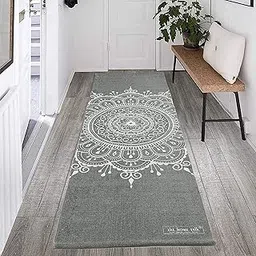 THE HOME TALK Handmade Yoga Exercise Mat + Sleek Yoga Strap | Workout Mats For Pilates, Yoga & Fitness | Eco-Friendly | Cotton Weave | Aerobics Stretching Training Mats | Non-Slip Gym Runner-picture-12