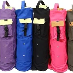 KD Yoga Mat Bag Cotton Canvas Cover Extra Large Bag Multi Functional Pockets for Bottle Belt Bricks Towel Wallet Block & More Sling Bag Mat Holder (Royal Blue)-image-54