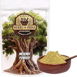 Purest Herbs Of India 100% Natural Henna Powder | Mehndi Powder for Hair Coloring, Conditioning and Scalp Care | Chemical-Free | 400g | Rich Reddish Brown Tone | Dandruff Control-picture-49
