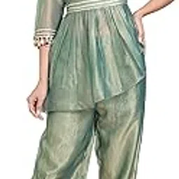 deebaco Shimmer Shimmer Top & Gathered Pants Western Co-Ord Set for Women's|One Shoulder 3/4 Straight Sleeves Regular Fit Cord Set|Ladies Party Ethnic Collection Stylish Fusion Wear-picture-23