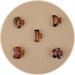 Set of 5 Premium Mini Hair Claw Clips for Women and Girls – Korean Style Amber Brown Tortoise Shell Design – Strong Hold Small Clutchers for Daily Use Office School Travel and Party Hairstyles-picture-43