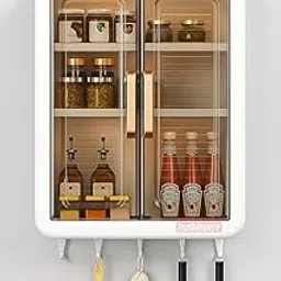 Self-Adhesive No-Drill Bathroom Shelf & Storage Cabinet with Magic Stickers | Organiser for Bathroom, Kitchen, Makeup | Wall-Mounted | Multi-Purpose | Plastic-image-83