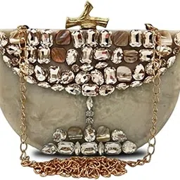 maresse Women's Bridal Designer Purse – White Marble Resin Clutch with Embellished Stones, Elegant Sling Bag for Weddings, Stylish Evening Handbag, Luxury Party Accessory for Women-picture-29