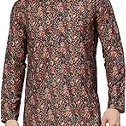 majestic man Men's Cotton Blend Regular Fit Casual Poly Ethnic Motifs Printed Long Regular Kurta-picture-54