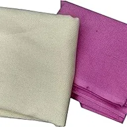 Matty Fabric-for Embroidery-Cross Stitch-(Pink-Light Yellow) Color Each Color 2mtr-picture-49