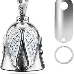 STHIRA® Guardian Angel Motorcycle Bell Handful Good Luck Bells & Keyring Drive Safe Pendant Accessories Lead-Free Pewter Bike Bell Good Luck Gift for Men Women-picture-10