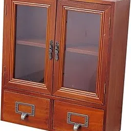 MERISHOPP® Retro Rustic Wooden Display Rack Cabinet for Home | Furniture | Cabinets & Cupboards | 1 Retro Storage Cabinet-image-50