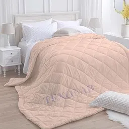TEXOFAB 400 GSM Comforter Winter Blanket/Rajai/Quilt/Dohar Box Stitch Winter Comforter| Colour - Peach | Double Bed (90"x100")-picture-26