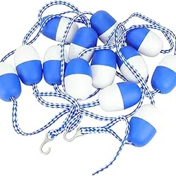 16ft Swim Pool Safety Divider Rope & Float Line Kit with 2 Pre-Assembled Hook Float Security Device Plastic Floating Buoy Line for Dividing Dangerous Areas or Swimming Lanes-image-44