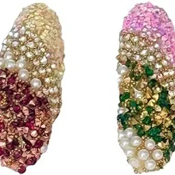 Infashions Vintage Crystal Pearl Brooch Pin,Saree Pin(Set of 2)-picture-34