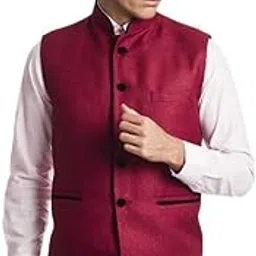 kokal Jute Red Ethnic Nehru Jacket-picture-20