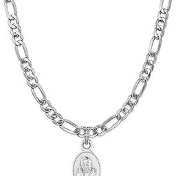 akshat sapphire Sterling Silver (Silver with 92.5% purity) God Shree Sai Baba chain Pendant (Pendant with Figaro Chain-22 inches) for Men & Women Pure Sterling Silver Lord Sai Baba chain Locket For Good Wealth & Health - MPSF7077-picture-24
