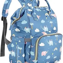 Lil Sprouts baby Diaper Bag for Mothers | Spacious Waterproof Backpack with Multiple Pockets to Easily Organise Baby Essentials, Various Sized Pockets (blue)-image-12